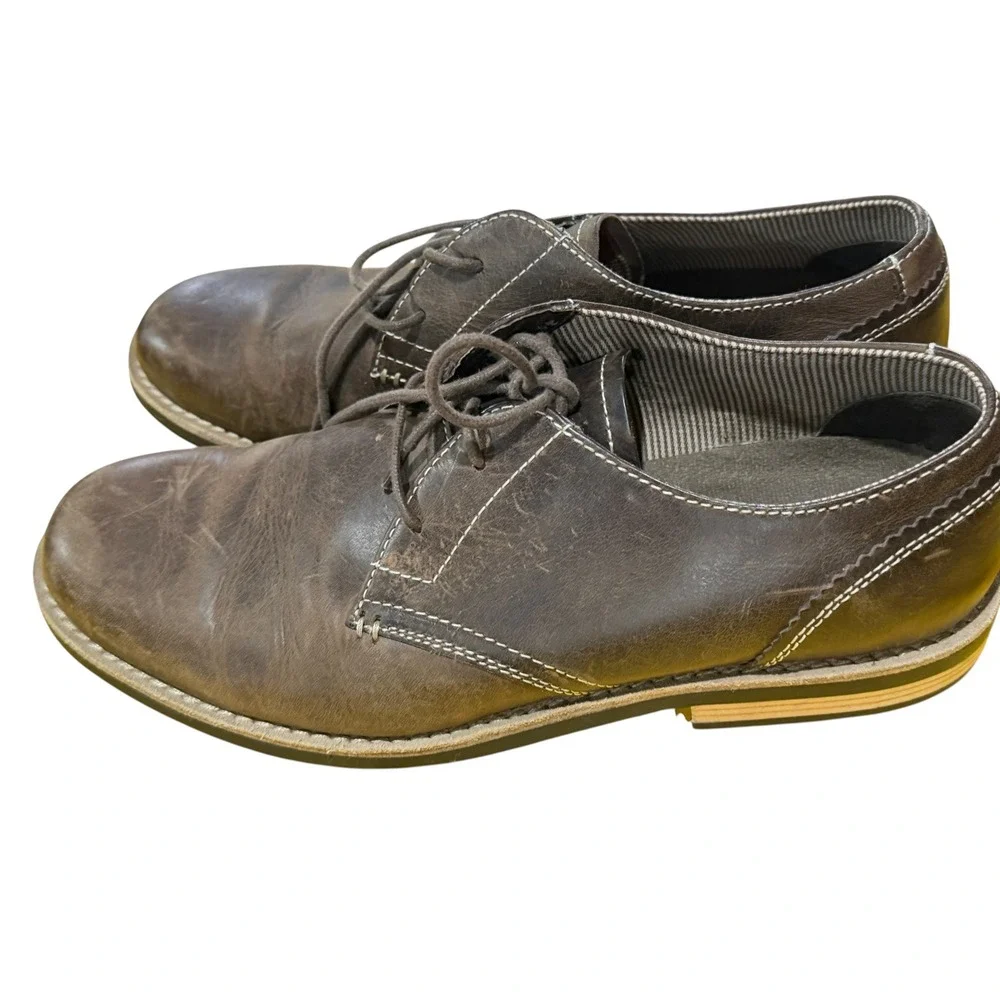 Original Penguin Mens Leather Derby Shoes Brown Vintage 90s Y2K Quiet Luxury 8.5